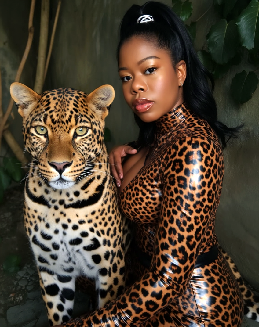 Founder with leopard